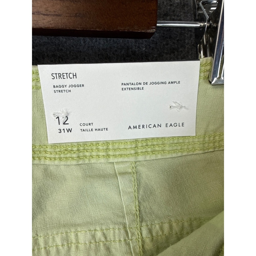 NWT American Eagle Baggy Jogger Womens 12 Lime Green Cargo High Rise Stretch - Picture 5 of 15